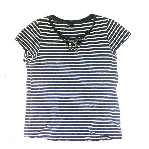 J. Crew Tops - J.CREW Jeweled Striped T-Shirt